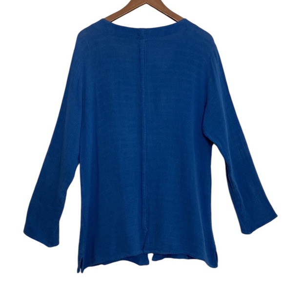 Oh My Gauze Top Womens 1 Small Medium Blue Long Sleeve V Neck Light Jacket - Picture 2 of 12